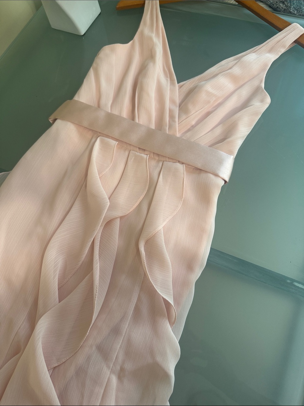 WHITE By Vera Wang in BLUSH Backless Maxi Gown Size 4 Romantic Wedding Guest - Picture 7 of 11